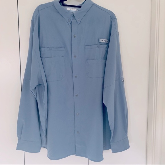 Columbia PFG Blue Long Sleeve Collared Button Down XXL - Picture 1 of 5